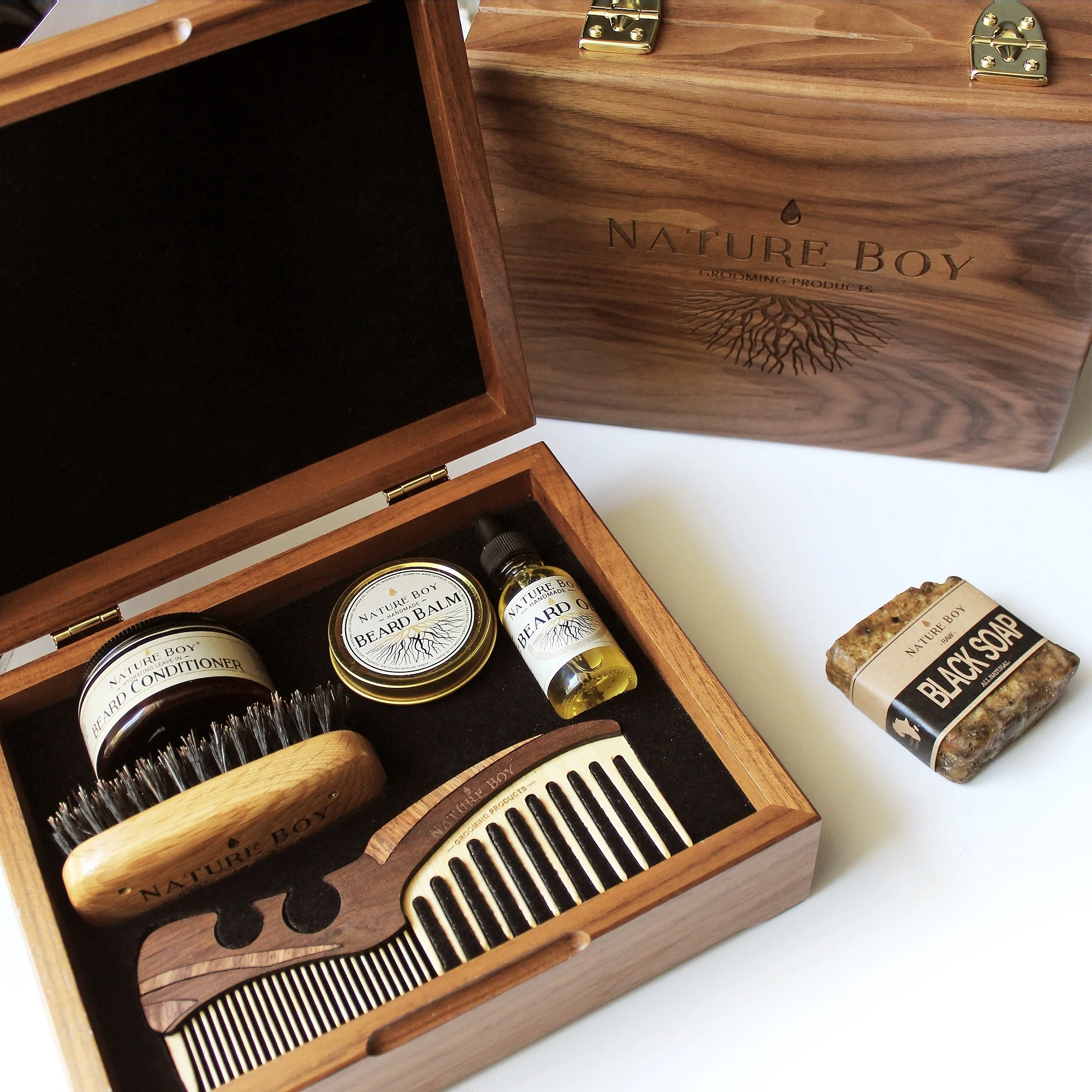 NATURE BOY Deluxe Beard Kit w/ Connoisseur's Grooming Box
