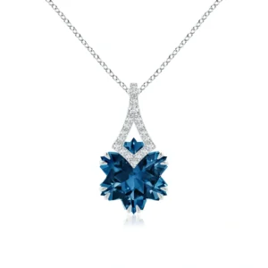 Snowflake-Cut London Blue Topaz Kite-Shaped Bale Pendant