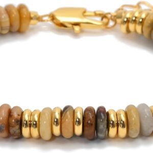 Natural Gemstone Bracelet for Women Healing Crystal Stone Flat Bead Bracelet