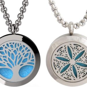 Tree of Life and Cross Essential Oil Diffuser Necklace