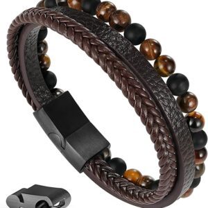 Layered Leather Beads Bracelets for Men
