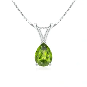 V-Bale Pear-Shaped Peridot Solitaire Pendant
