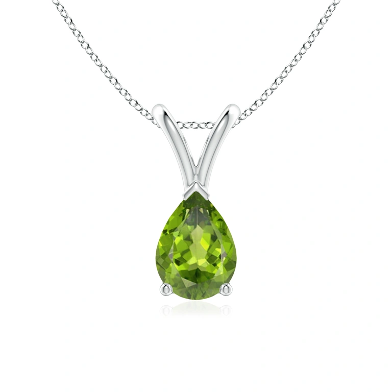 V-Bale Pear-Shaped Peridot Solitaire Pendant