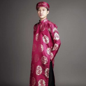 Men's ao dai Vietnamese traditional tunic and matching hat/turban