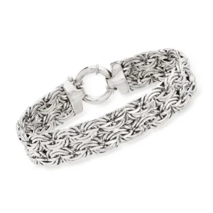 Sterling Silver Wide Byzantine Bracelet