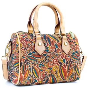 Floral Cork Crossbody Bucket Bag for Women