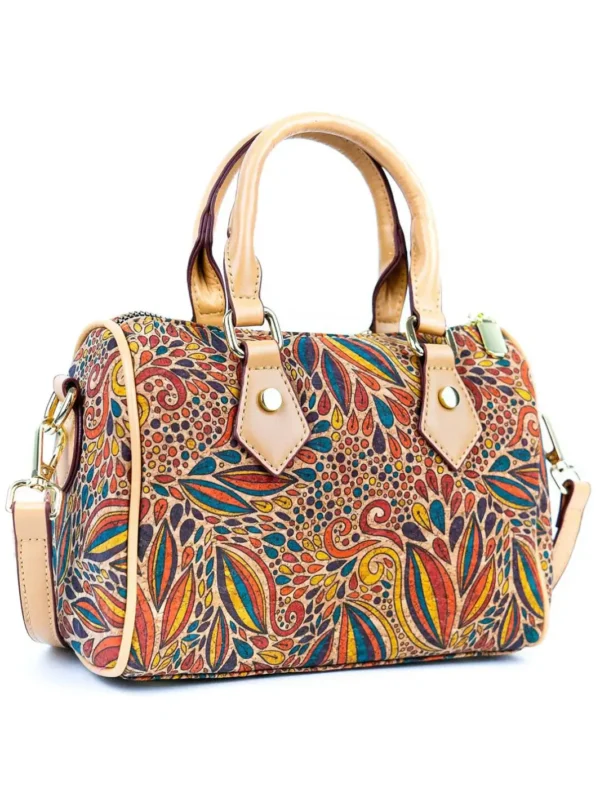Floral Cork Crossbody Bucket Bag for Women