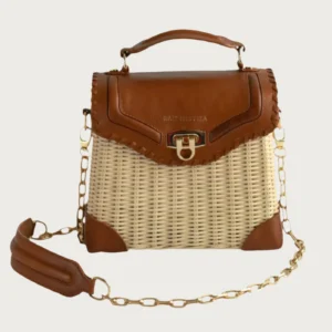 Yamil - Wicker & Leather Handbag