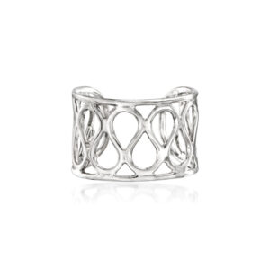 14kt White Gold Open Swirl Single Ear Cuff