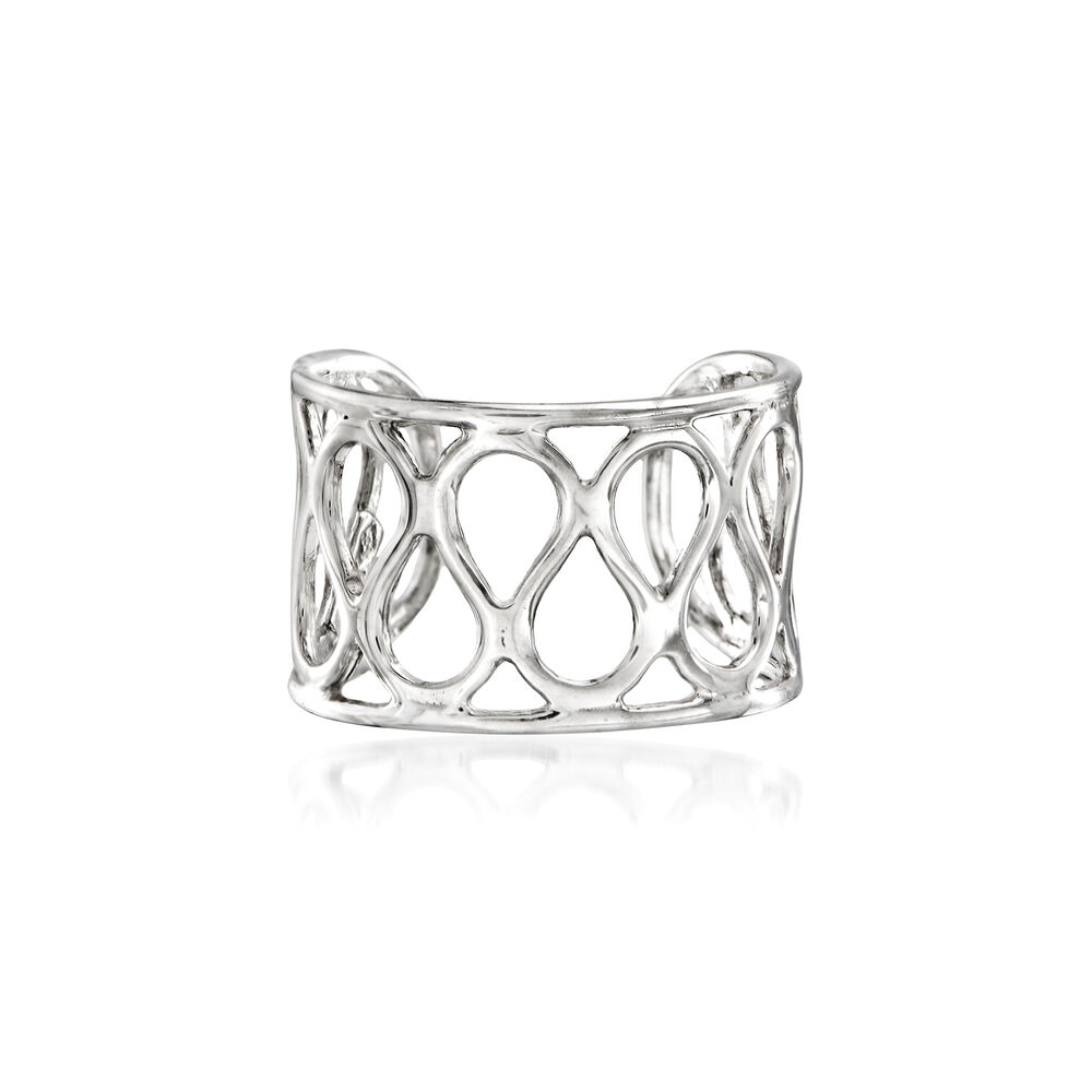 14kt White Gold Open Swirl Single Ear Cuff