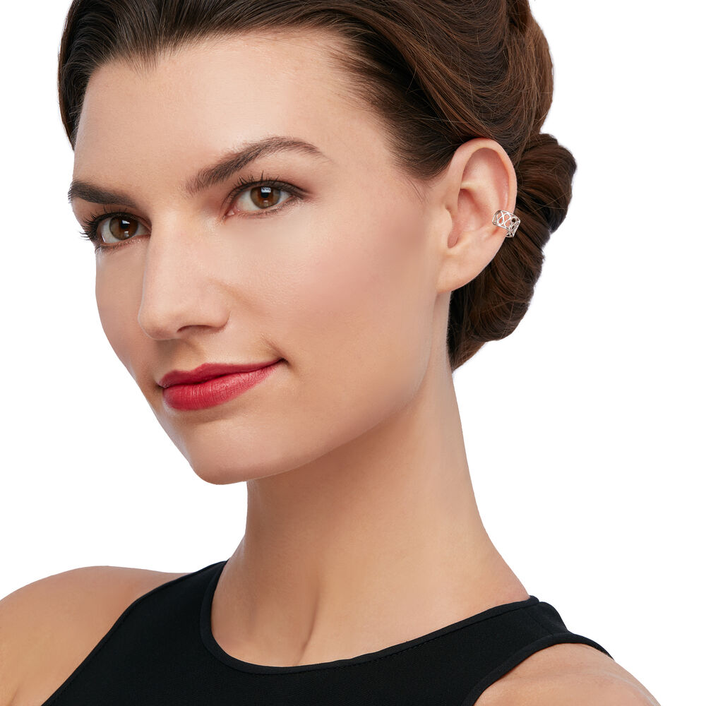 14kt White Gold Open Swirl Single Ear Cuff - Image 2