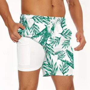 Men's Palm Leaf Tropical Plants Lined Shorts
