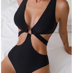 Women's Swimwear One Piece Elegant Plain Sleeveless Swimsuit